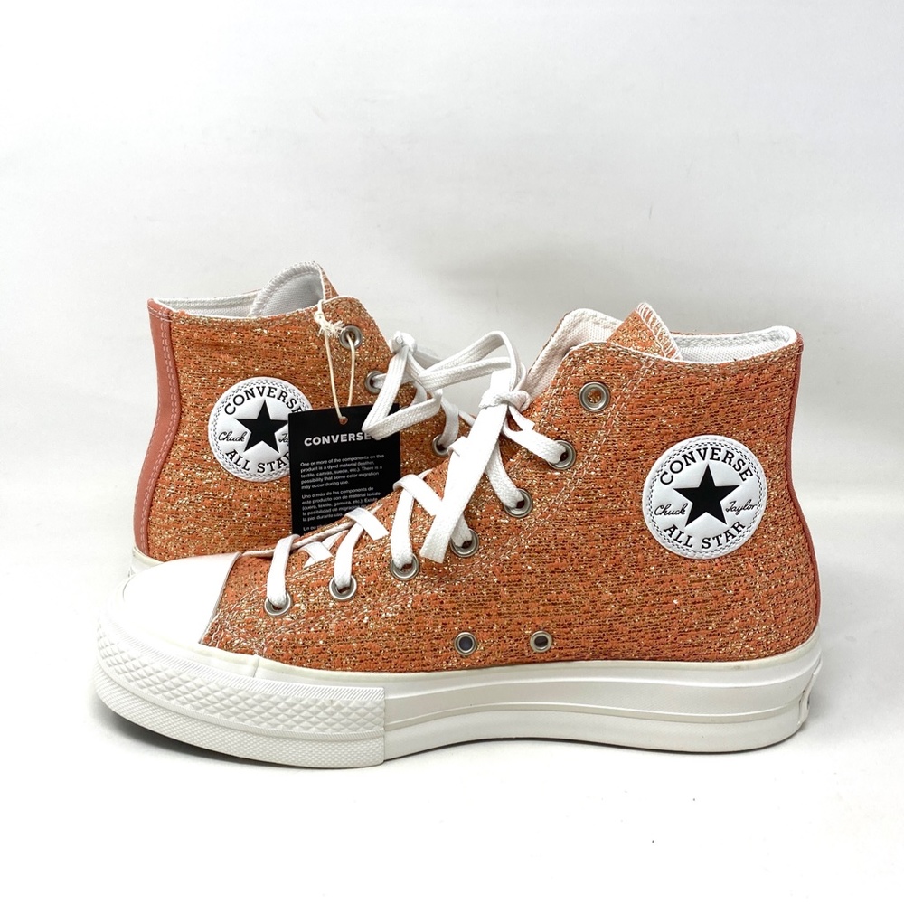 Converse CTAS Lift Platform High Top Gold Women Canvas Size Sneakers 570984C - Picture 3 of 9